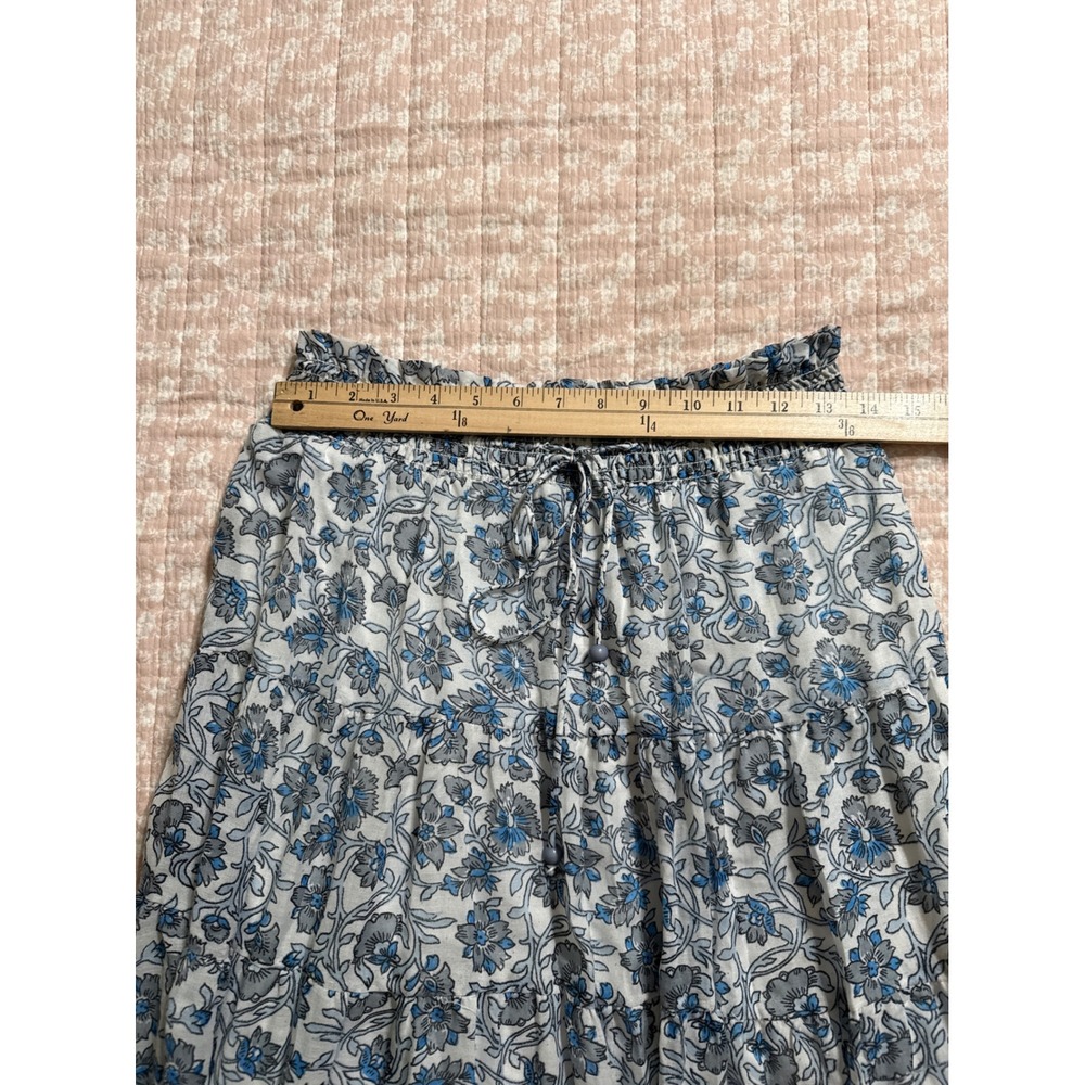 Live 4 Truth Blue Floral Tiered Maxi Skirt Smocked Waist Large Boho Lined - Picture 3 of 7